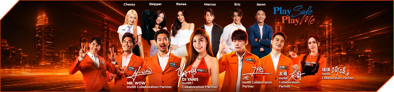 me88 Play Safe Play Me campaign featuring collaboration partners and sponsors